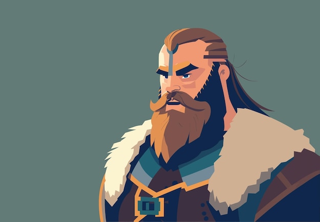 Proud viking Flat stylized avatar drawing graphics avatar myths legends middle ages beard games fantasy fearless warrior creative concept vector illustration Generative AI