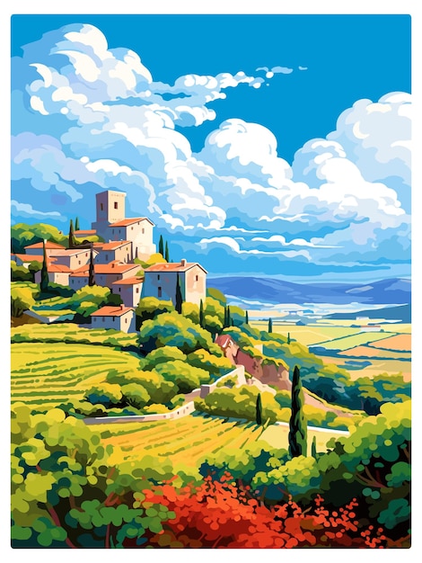 Vector provence frankrijk vintage reisposter souvenir postkaart portret schilderij wpa illustratie