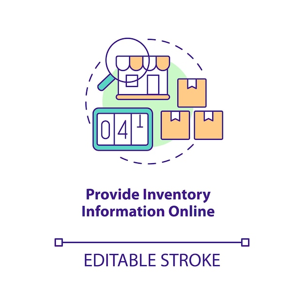 Предоставление инвентарной информации онлайн значок концепции