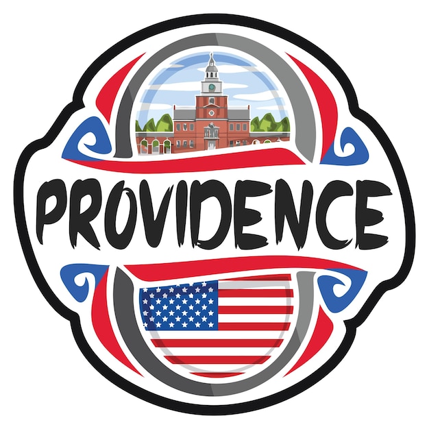 Providence usa bandiera degli stati uniti souvenir di viaggio skyline landmark logo badge timbro seal emblem eps