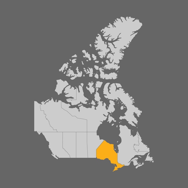 Provincie ontario gemarkeerd op de kaart van canada