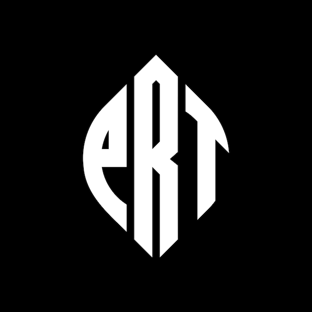 円と円の形状の PRT エリプス文字のデザイン3つのイニシャルが円のロゴを形成する PRT 円のエンブレムアブストラクト・モノグラム文字マークベクトル