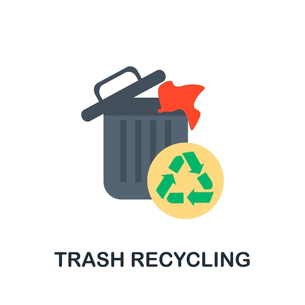 Prullenbak recycling plat pictogram eenvoudig element uit save the world-collectie creative trash recycling-pictogram voor webontwerpsjablonen, infographics en meer