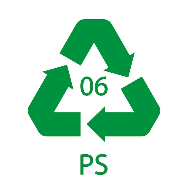 PS 06 recycling code symbol Plastic recycling vector polystyrene sign