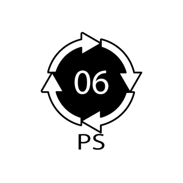 PS 06 recycling code symbool Plastic recycling vector polystyreen teken
