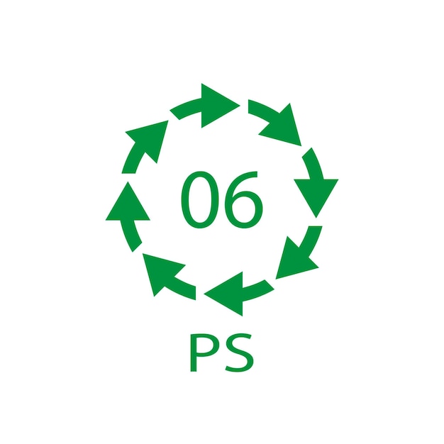 PS 06 recycling code symbool Plastic recycling vector polystyreen teken