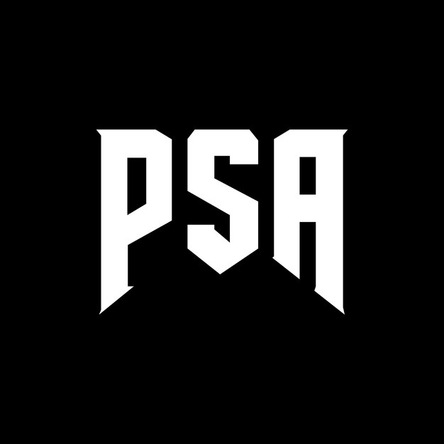 プロセッサのロゴデザイン 黒と白の色の組み合わせ PSAのロゴ ベクトル PSAのデザイン PSAのアイコン PSAのアルファベット PSAのタイポグラフィー ロゴのデザイン