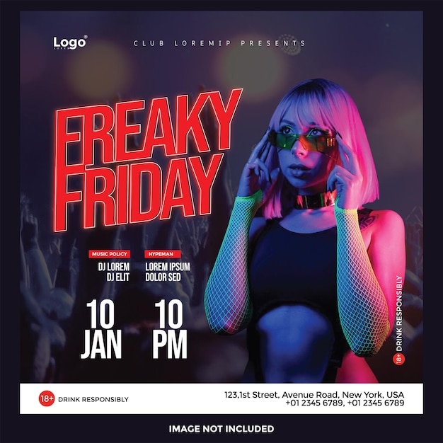 PSD freaky friday night party social media template
