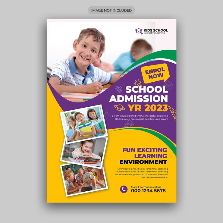 Vector psd schoolonderwijs toelating flyer-sjabloon