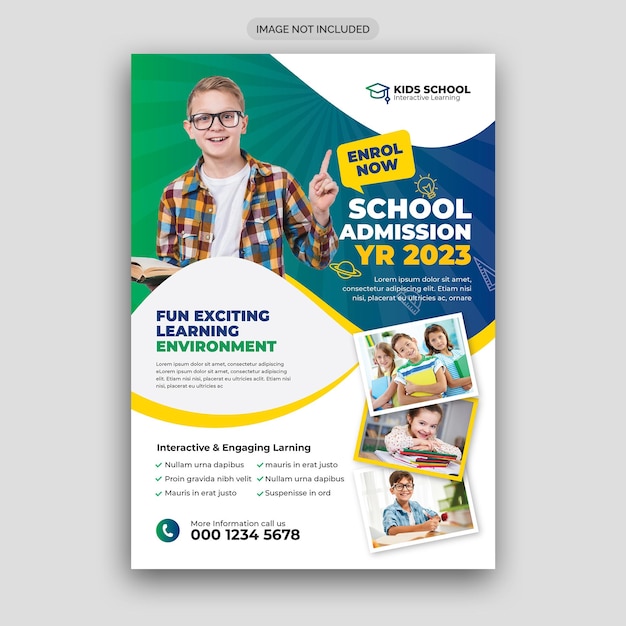 Vector psd schoolonderwijs toelating flyer-sjabloon