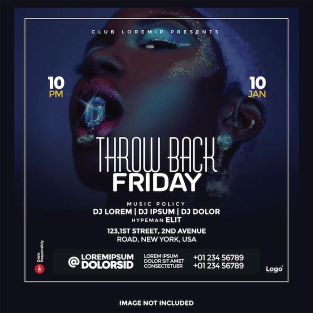 psd throw back friday night party social media template
