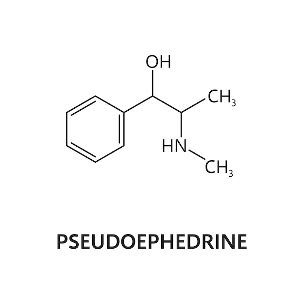 Vector pseudoephedrine drug molecule formula structure