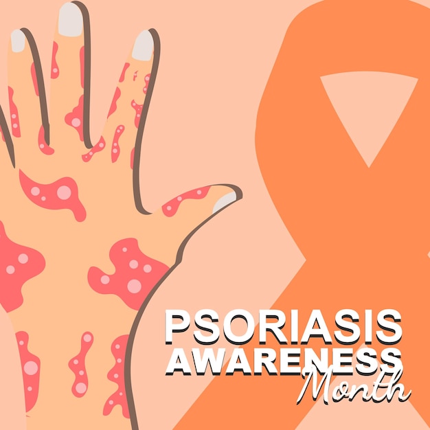 Mese della consapevolezza della psoriasi osservato in agosto modello di progettazione di poster e banner