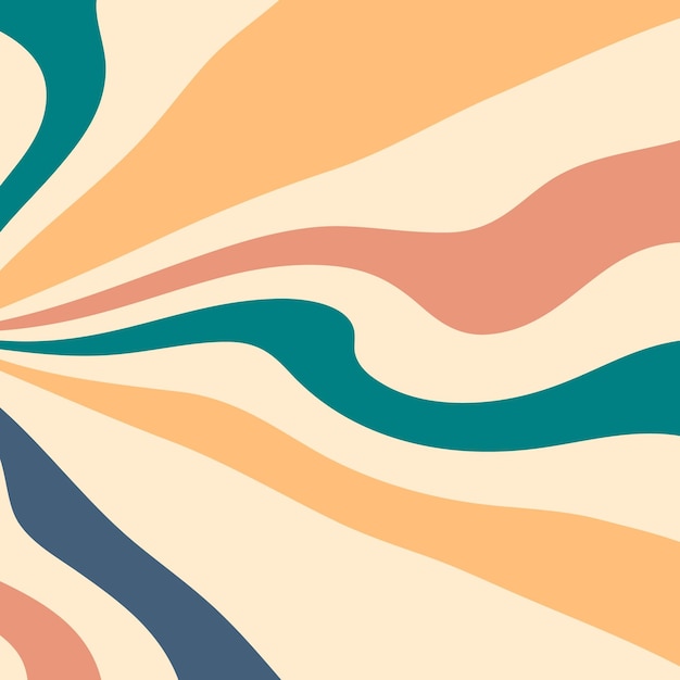 Психоделический фон с красочными волнистыми линиями Веселая заводная текстура для дизайна поверхности бумажные плакаты наклейки Винтажные векторные иллюстрации для декора и дизайна