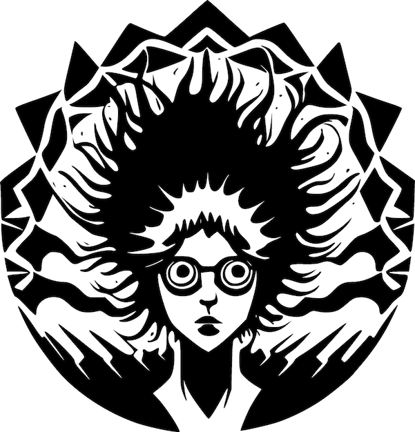 Vector psychedelic black and white isolated icon vector illustration