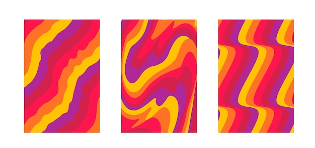 Psychedelic bright retro background Texture with wavy rainbow lines