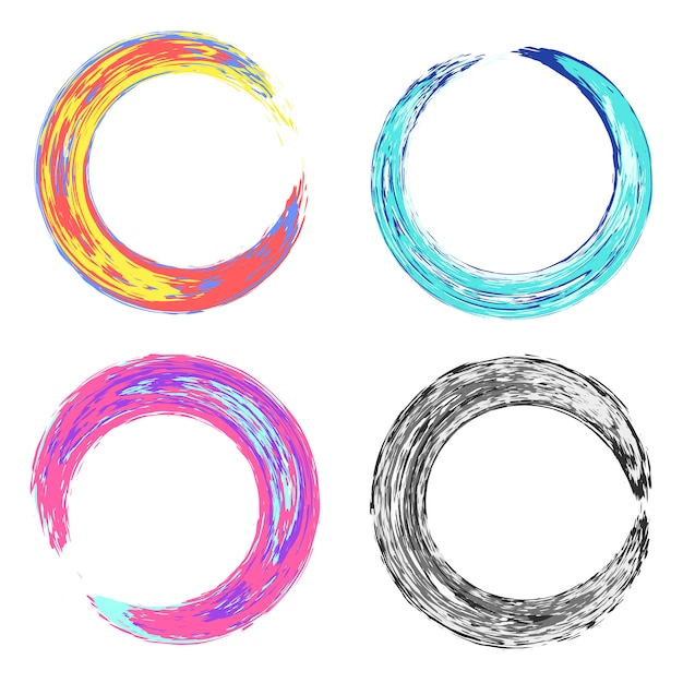 Psychedelic colorful round grungy textures frames