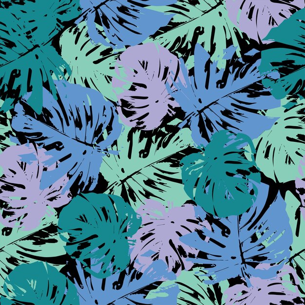 Psychedelic colors monstera pattern background for summer