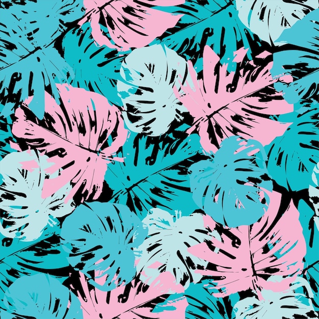 psychedelic colors monstera pattern background for summer
