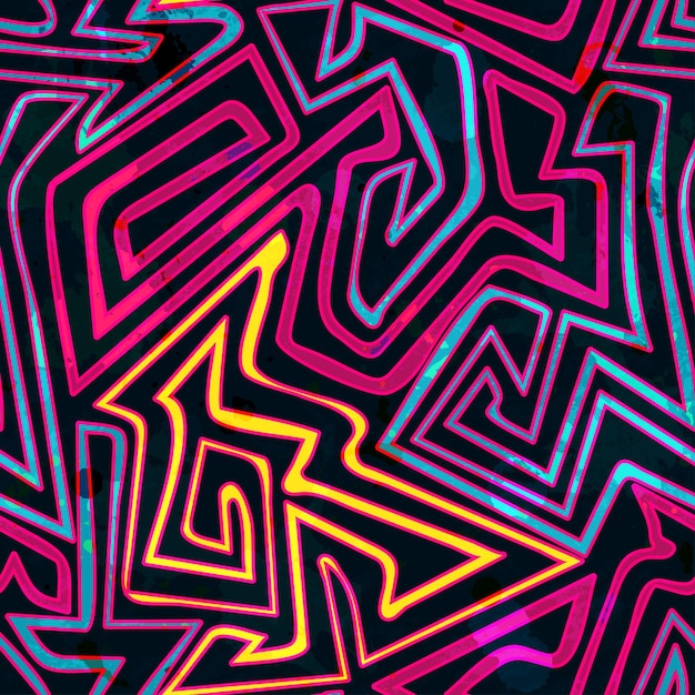 Psychedelic curves seamless pattern