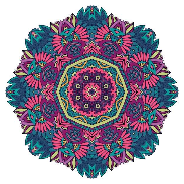 Stampa in stile folklorico psichedelico mandala arte floreale