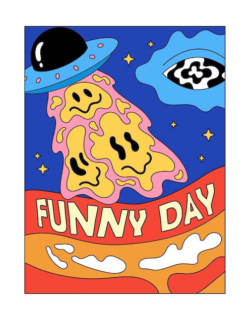 Vector psychedelic funny day