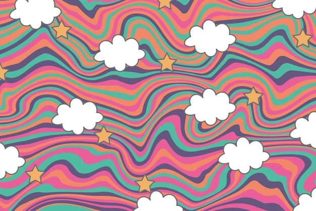 Psychedelic groovy background Abstract wavy background