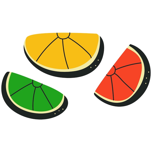 Psychedelic lemon lime and orange vector cartoon sticker