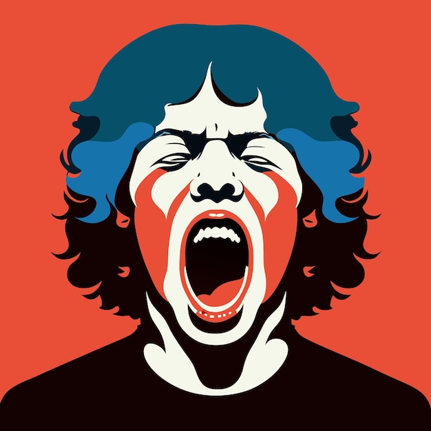 Psychedelic screams song cover punk style it should depict a person who is holding his head vector