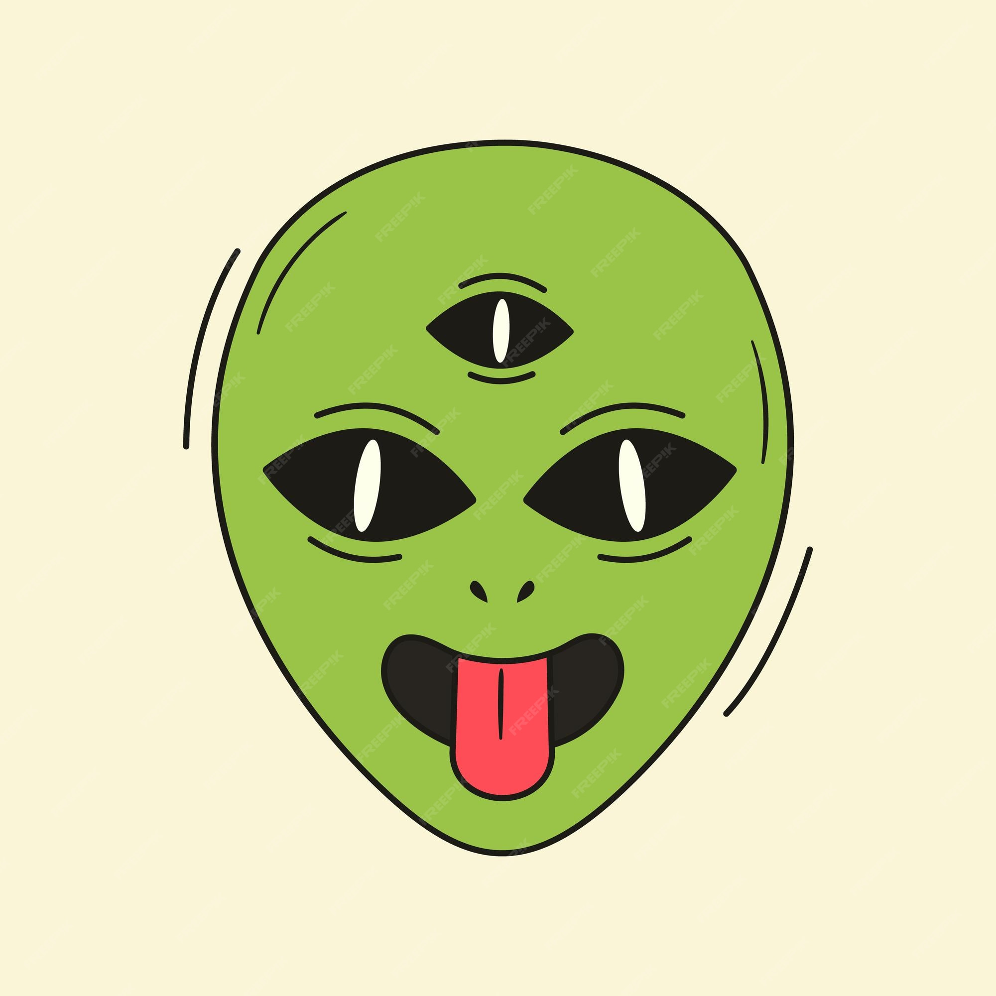 Alien psicodélico engraçado com rosto de sorriso derretidologotipo de  ilustração de personagem de desenho animado em vetorsorriso rosto groovy  alienígena verde meltacidtechnotrippy print para camiseta conceito de  cartão-postal