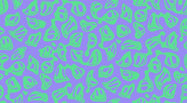 Psychedelic warped faces pattern melting smileys seamless background