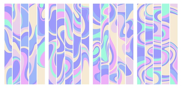 Psychedelic y2k backgrounds 2000. Vector illustrations in retro aesthetic 1990 style.