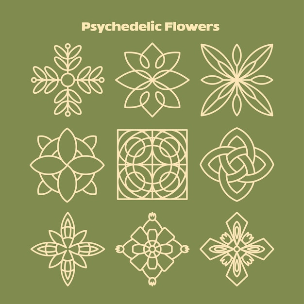 Psychedelische bloemen kunst vector tekenen downloaden gratis logo