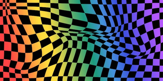 Psychedelische schaakbord regenboog