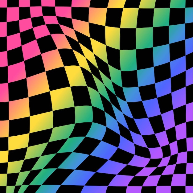 Psychedelische schaakbord regenboog
