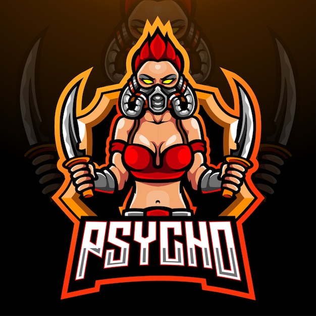 Psycho esport logo mascot design