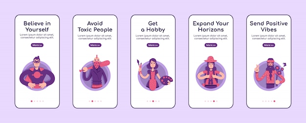 Vector psychological advices onboarding mobile app screen flat   template