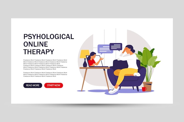 Psychological counseling concept. Landing page for web. Psychological assistance service. Vector illustration. Flat.