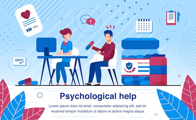 Psychological Help with Medicines Vector illustration