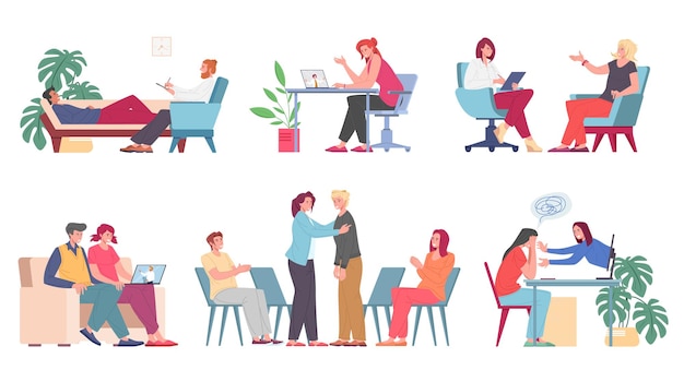 Psychological support online beautiful illustration