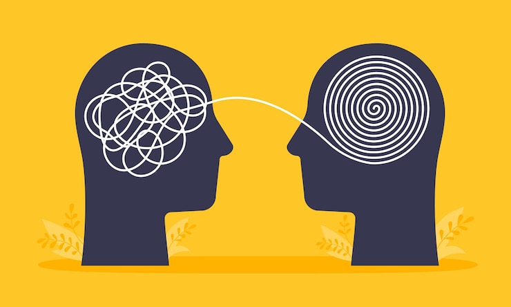 Vector psychologist consulting or mental problem solving brainstorm concept