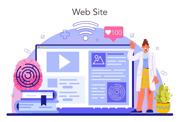 ベクトル 心理学者のオンラインサービスまたはプラットフォーム精神疾患診断