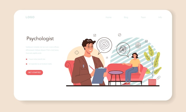 心理学者のウェブバナーまたはランディングページのメンタルヘルス診断