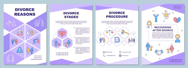 Psychology of divorce purple brochure template