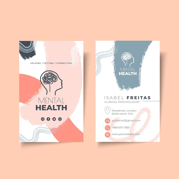 Vector psychology double sided business card template