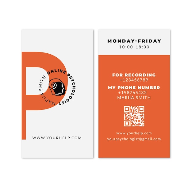 Vector psychology double sided business card