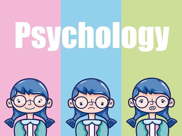 Psychology for girl kid cartoon over colorful background vector illustration graphic design