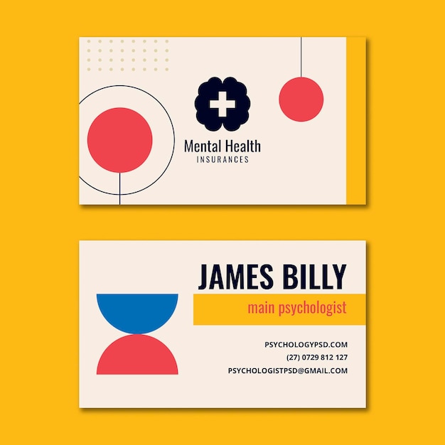 Vector psychology horizontal business card