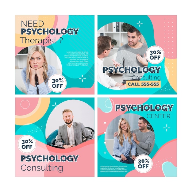 Vector psychology instagram posts