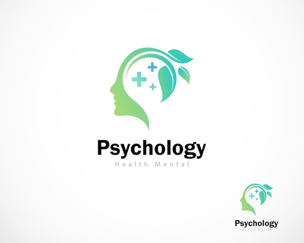 Vector psychology logo creative nature leaf health mental design modern